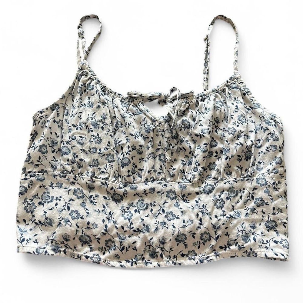 Hollister Blue Crop Camisole with Tie Front